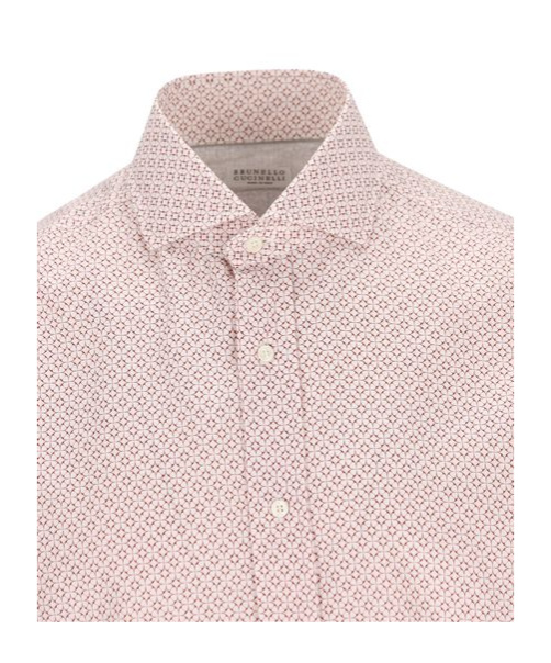 Brunello Cucinelli Graphic-print Cotton Shirt In Pink