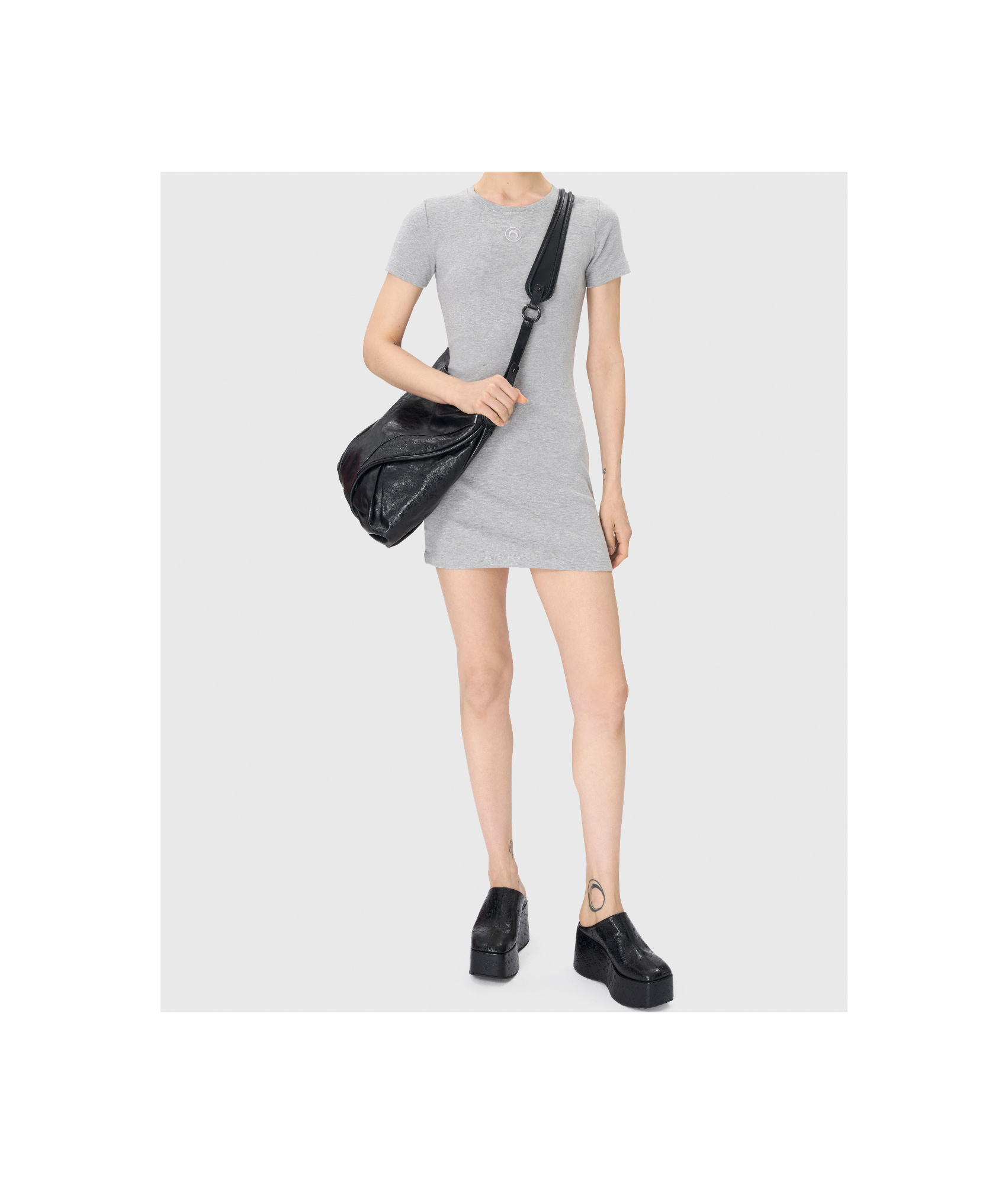 Marine Serre Organic Cotton Rib T-shirt Dress In Gray
