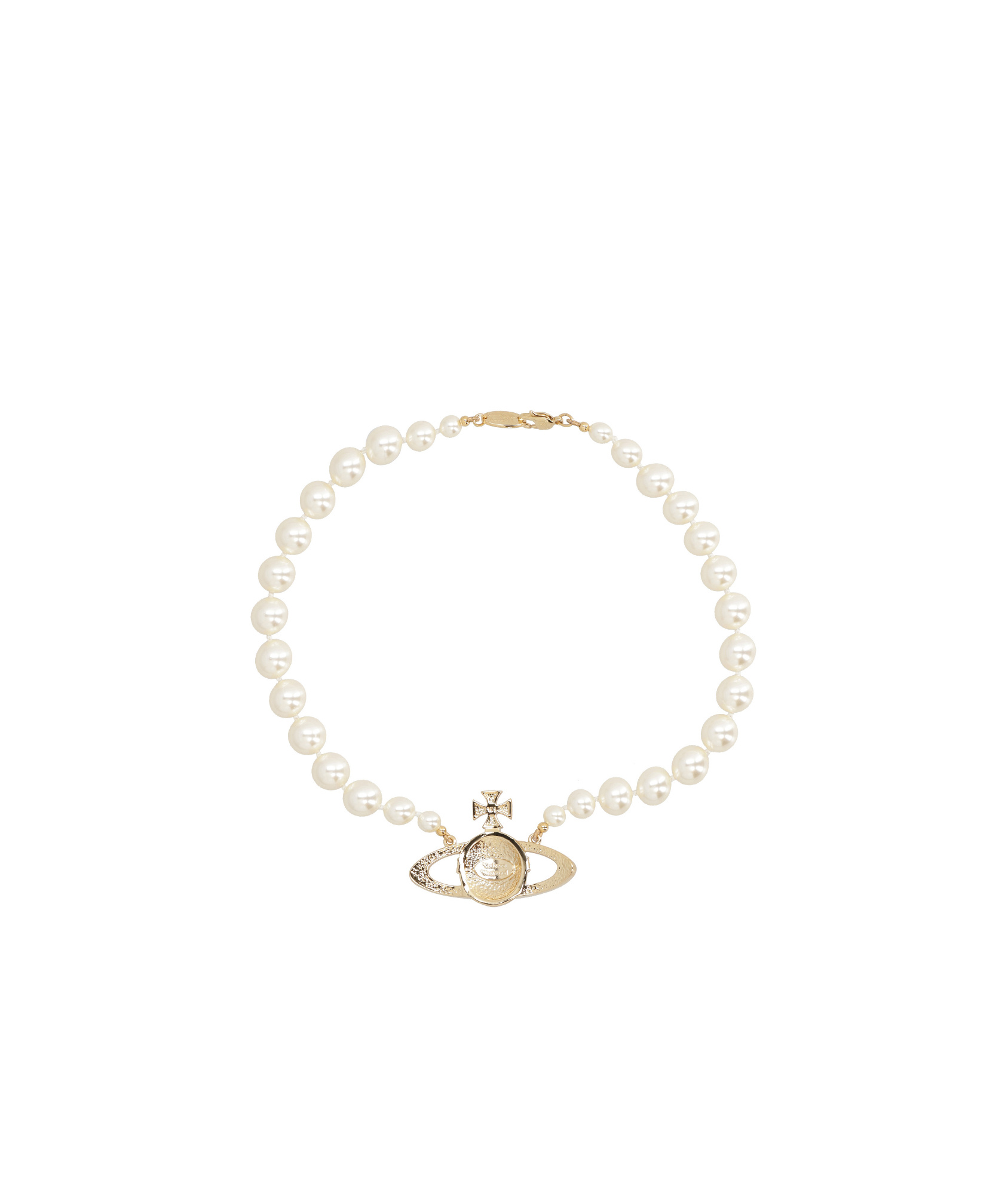 Vivienne Westwood Bas Relief Pearl-chain Choker In Yellow