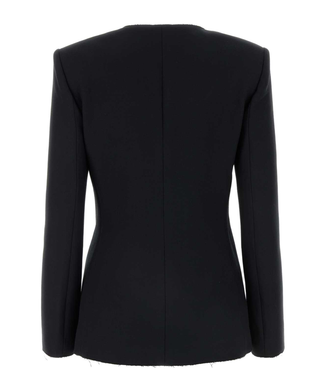 Msgm Stretch Polyester Blend Blazer With Front Pockets In Black