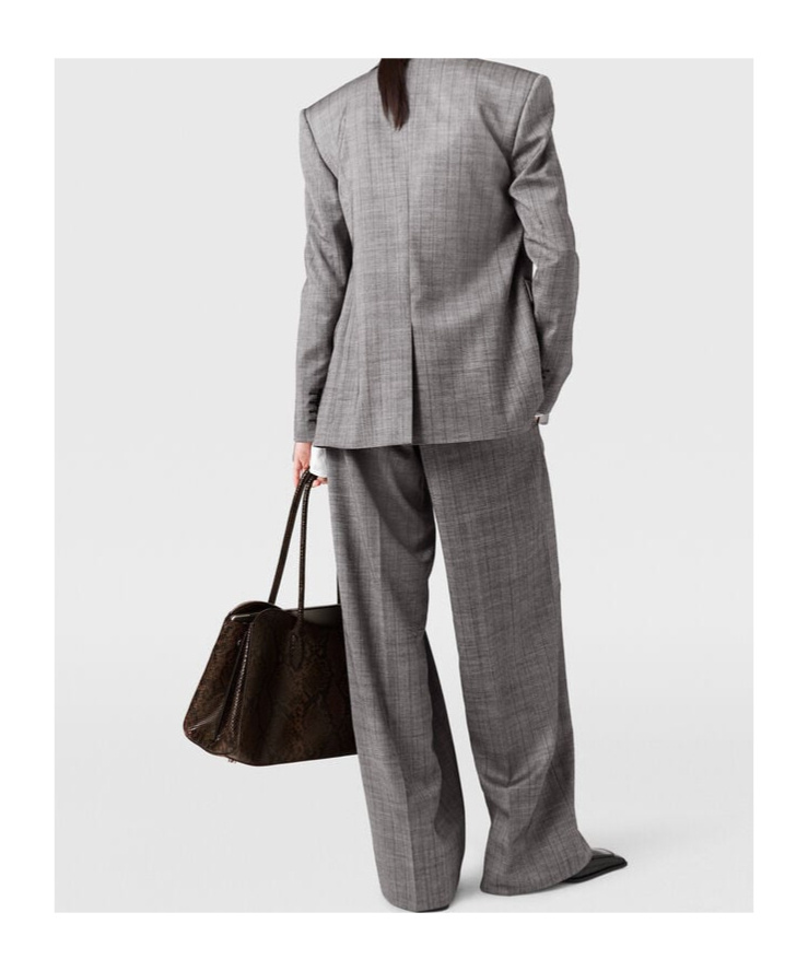 Stella Mccartney Single-breasted Pinstripe Jacket In Gray