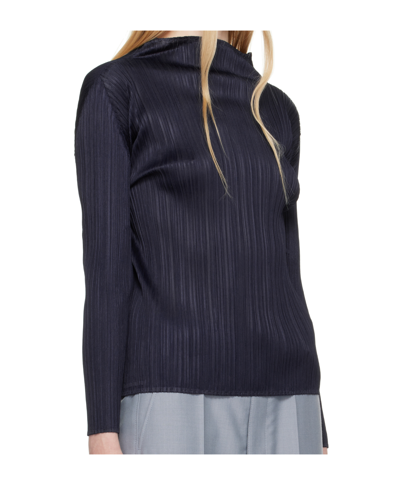 Issey Miyake Pleated Top In Blue