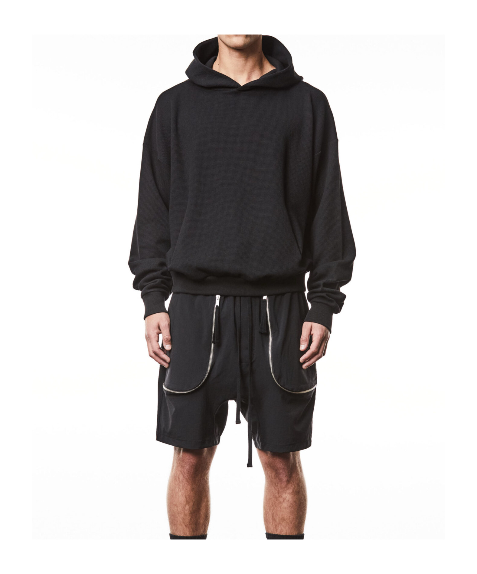 Thom Krom Long-sleeved Hooded Hoodie In Black