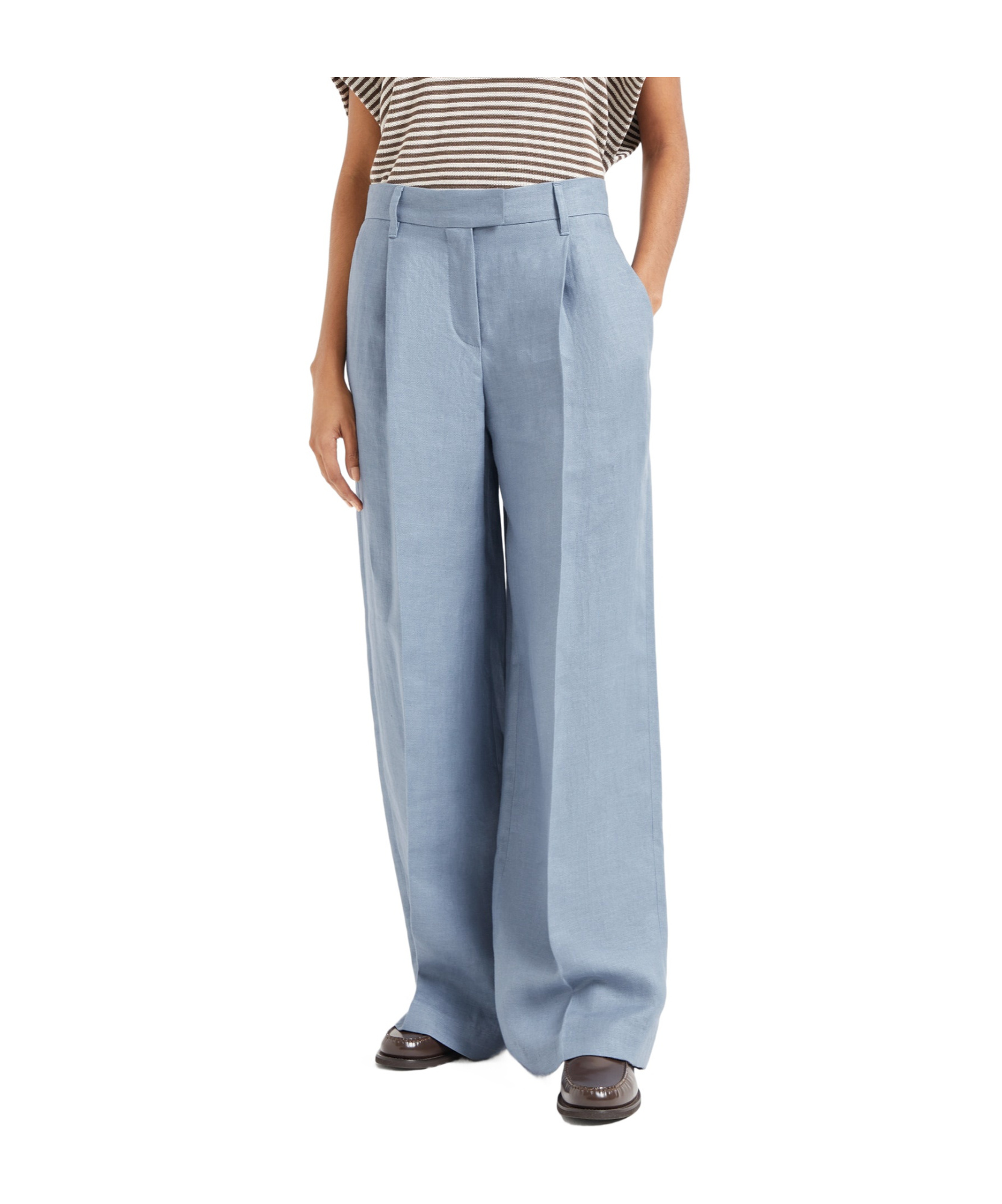 Brunello Cucinelli Pleated Palazzo Pants In Blue
