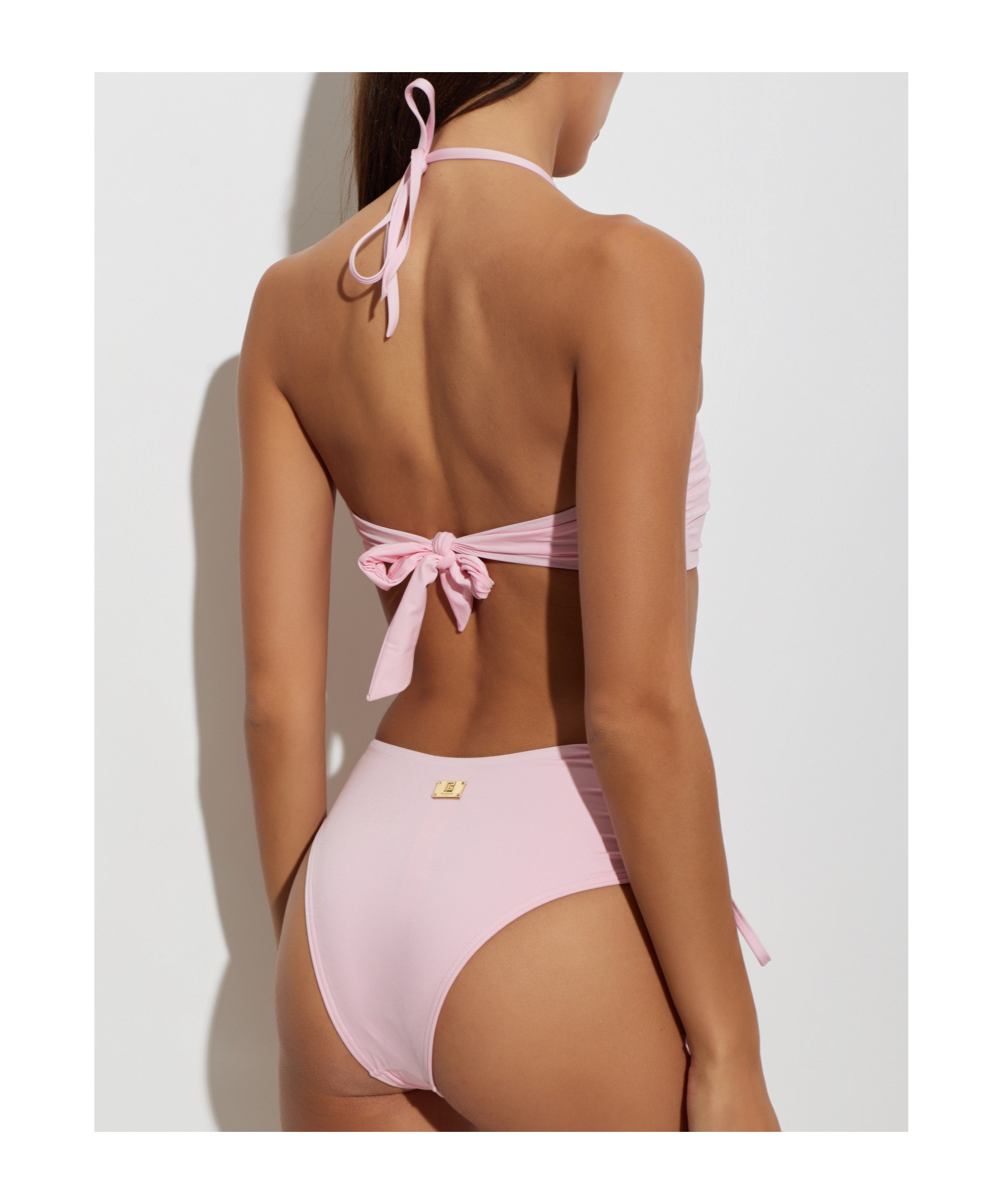 Balmain Lace-up Bikini Set In Pink