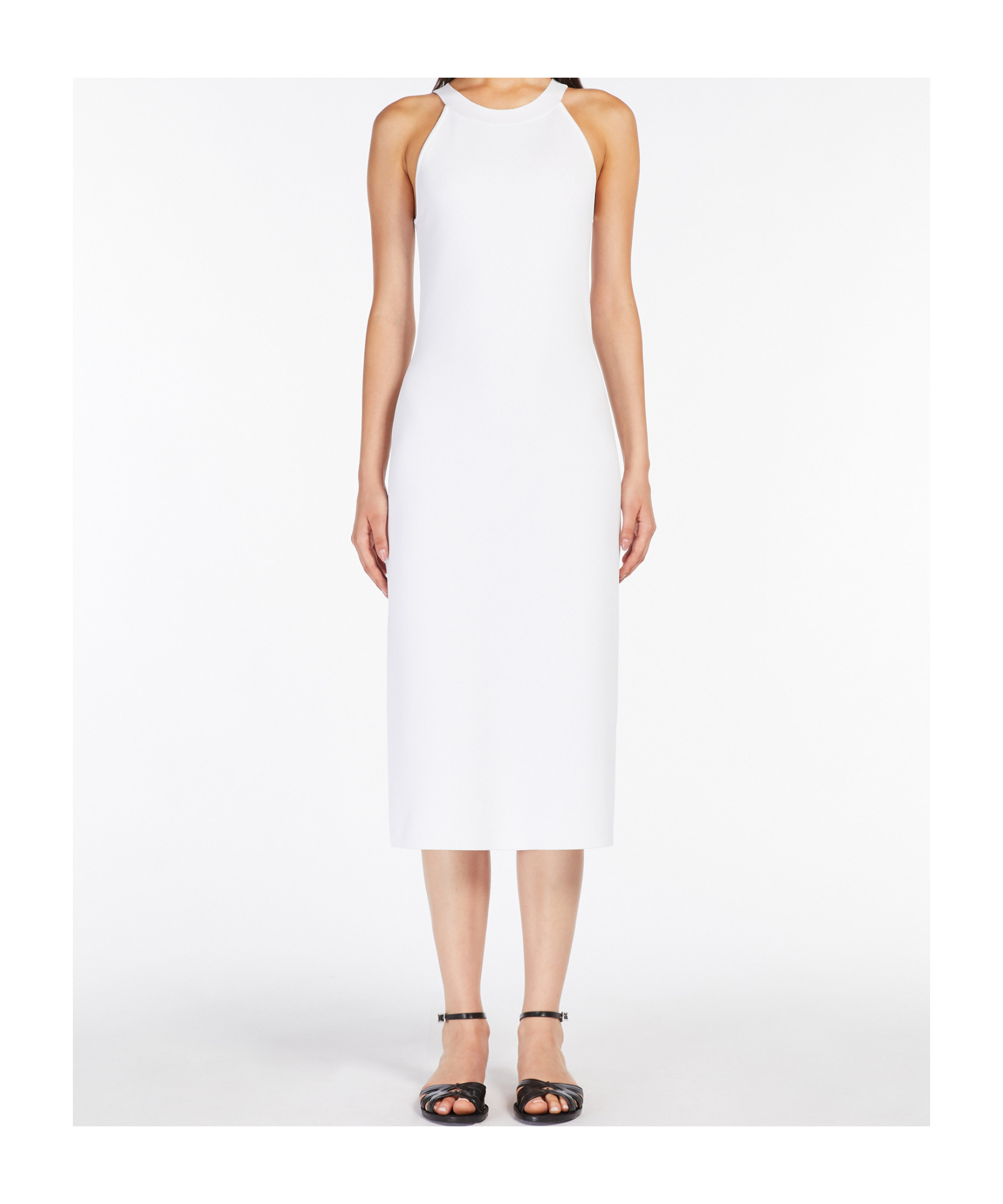 Max Mara Slim-fit Stretch Viscose Dress In Optical White