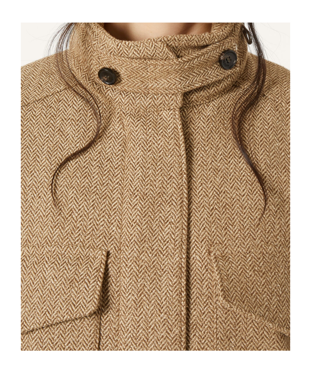 Loro Piana Traveller Min Jacket In Camel Brown Herringbone Pattern