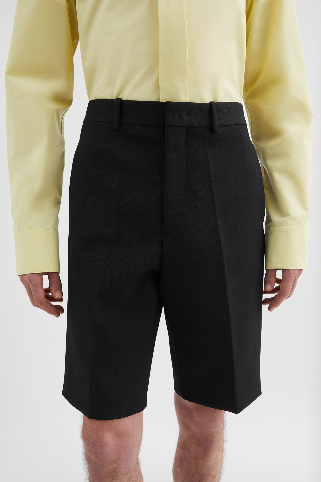 Jil Sander Straight-leg Textured Wool Shorts In Black