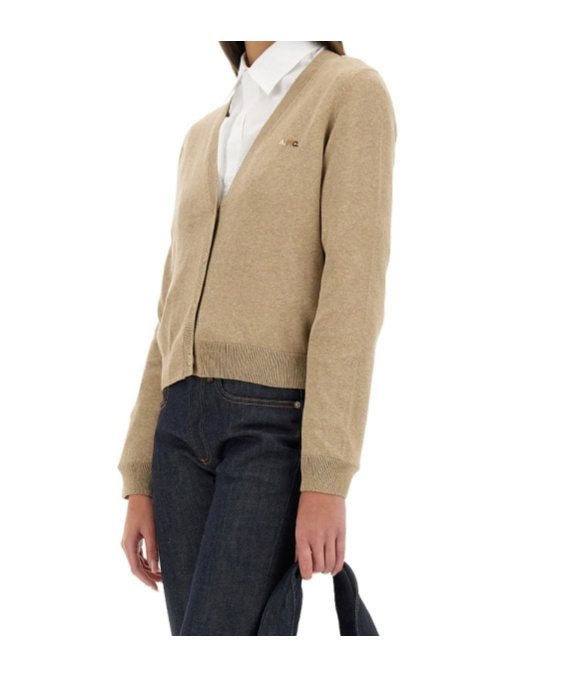Apc A.p.c. Josephine Cropped Cardigan In Nude