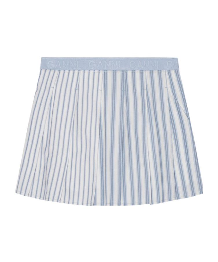 Ganni Striped Pleated Mini Skirt In White