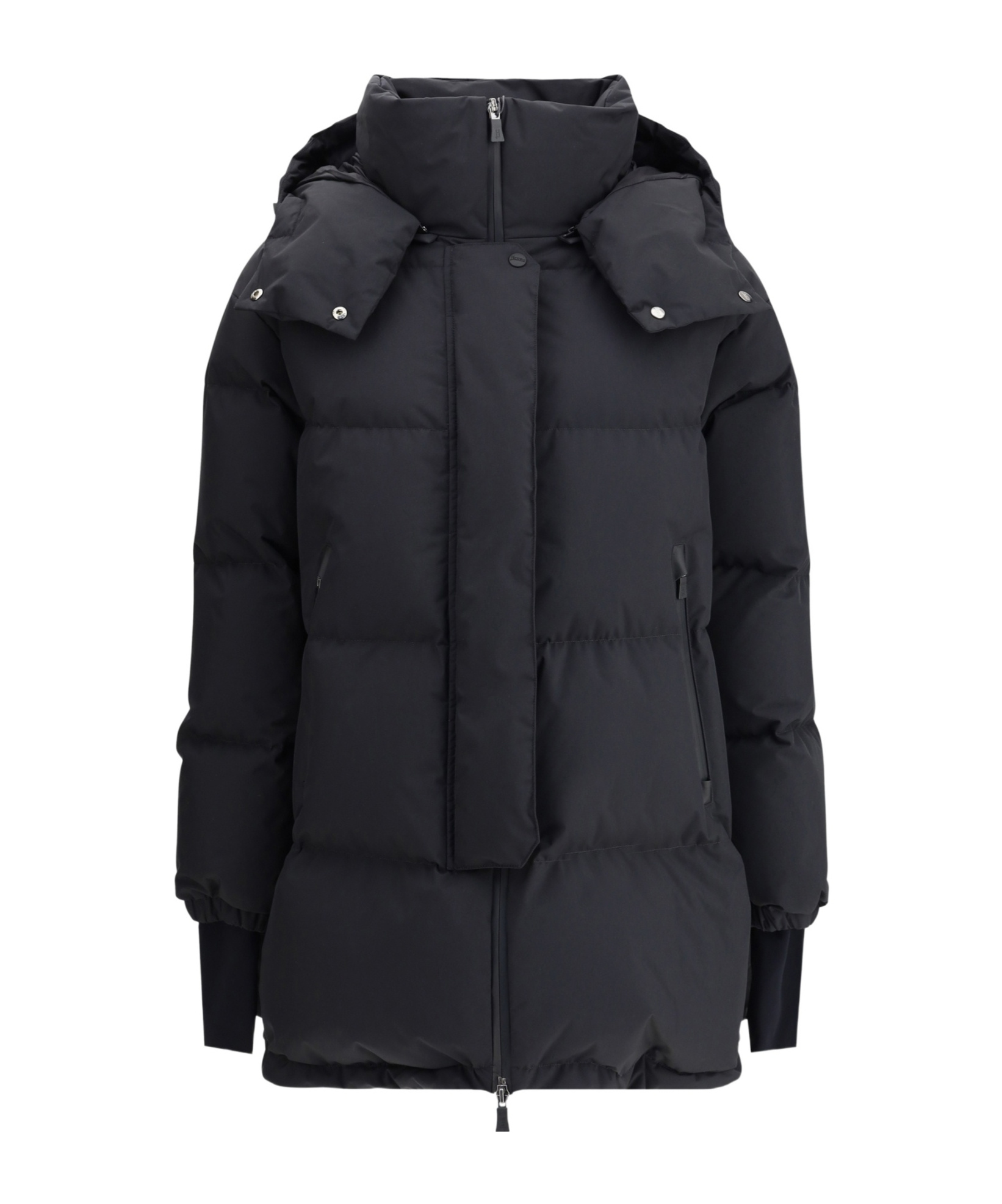 Herno Long Length Quilted Hooded Down Jacket In Black