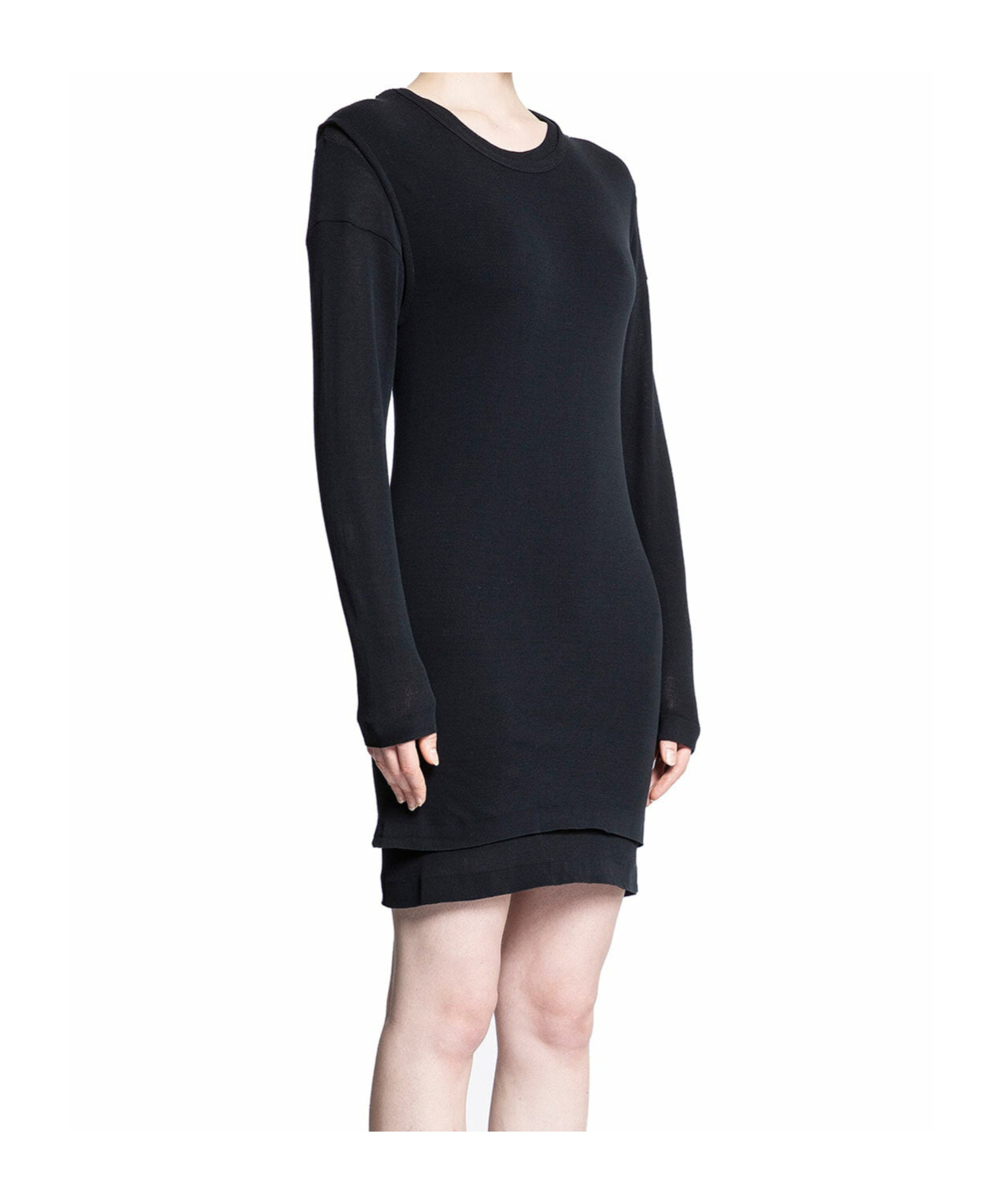 Lemaire Double Layered Knitted Mini Dress In Black