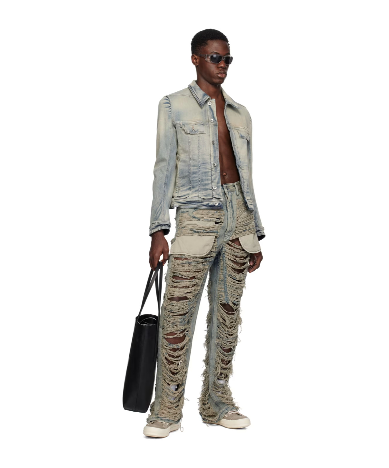 Rick Owens Drkshdw Geth Distressed-finish Jeans In Gray
