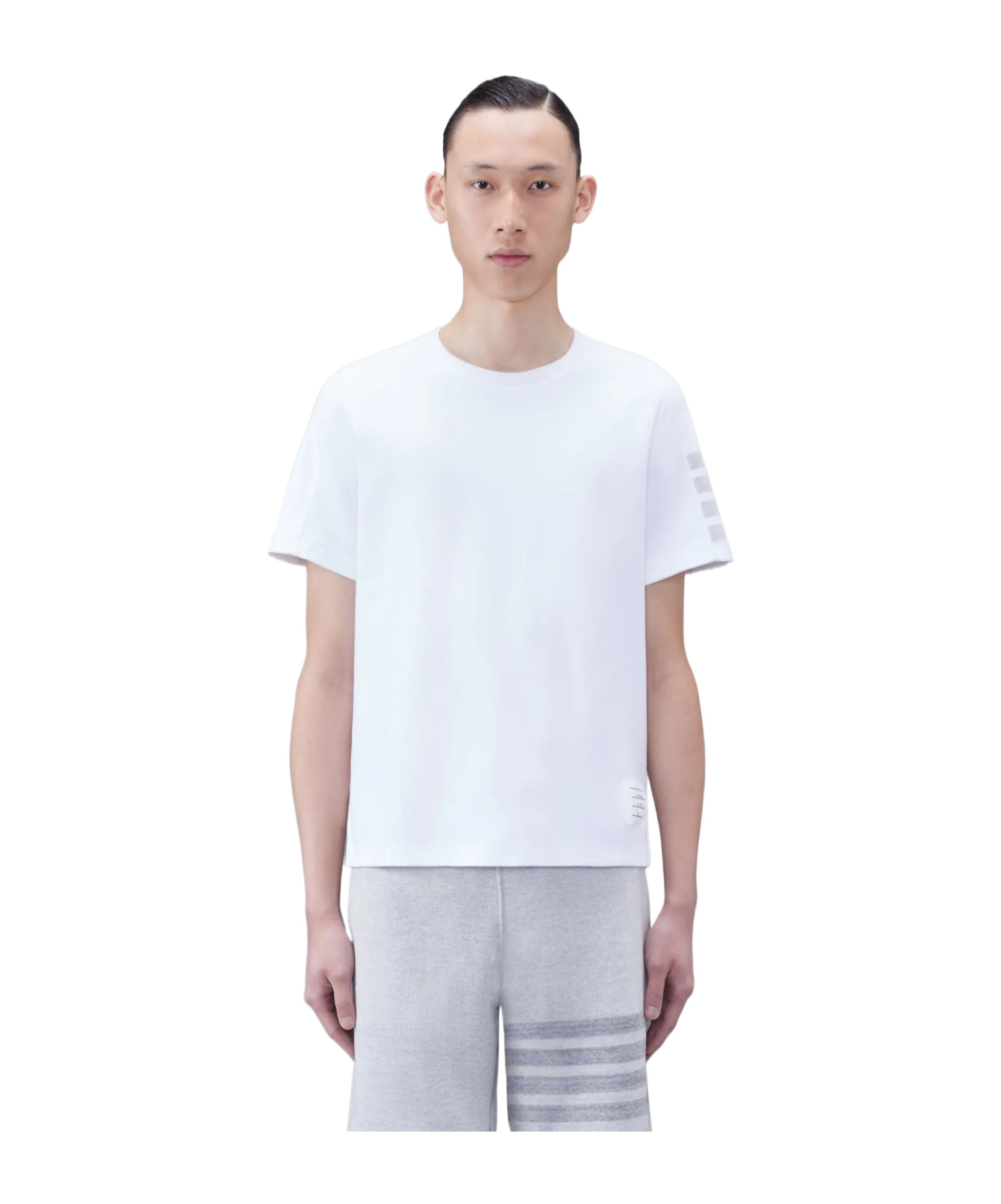 Thom Browne 4-bar Stripes Crewneck T-shirt In White