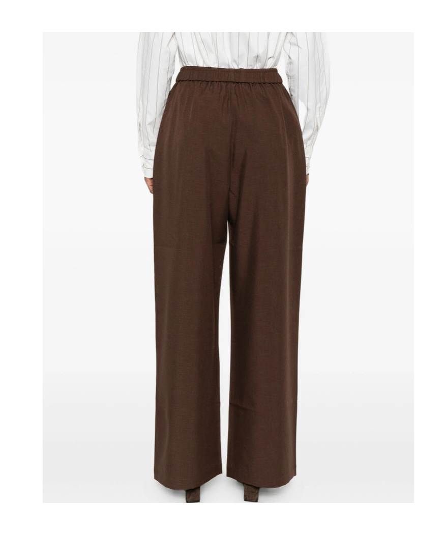 The Frankie Shop Elastic Waist Casual Pants In Brown
