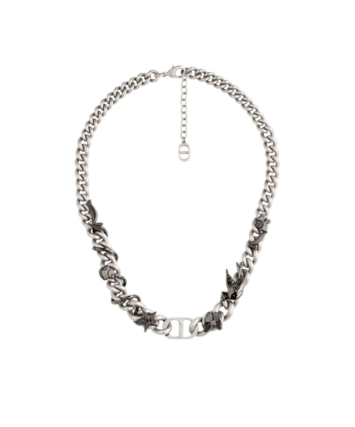 Dior Black Star Chain Link Necklace In Metallic