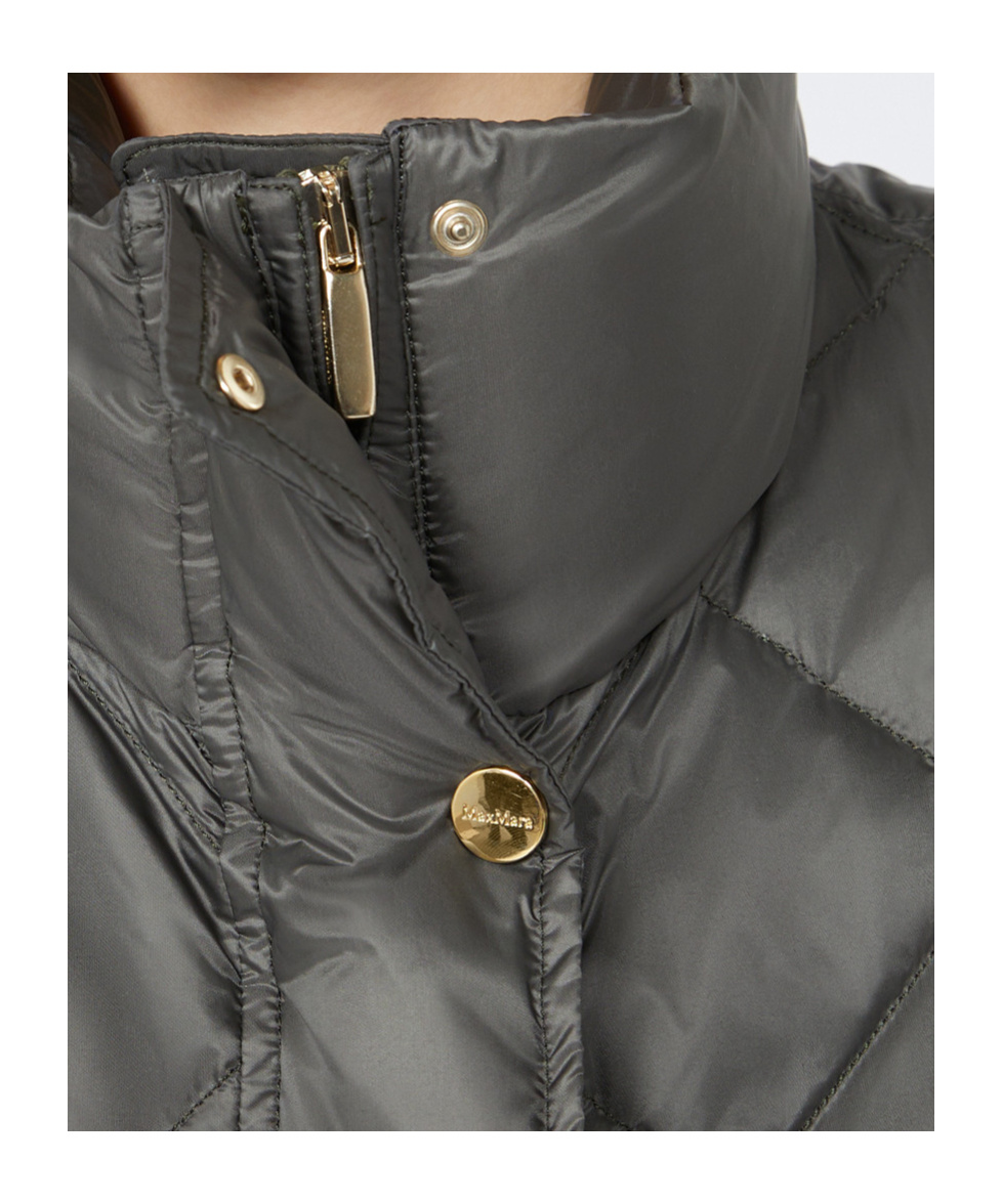 Max Mara Padded Cape In Water-repellent Fabric In Gray