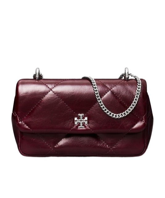 Tory Burch Kira Diamond Quilt Distressed Mini Flap Bag Dark Carmine In Red