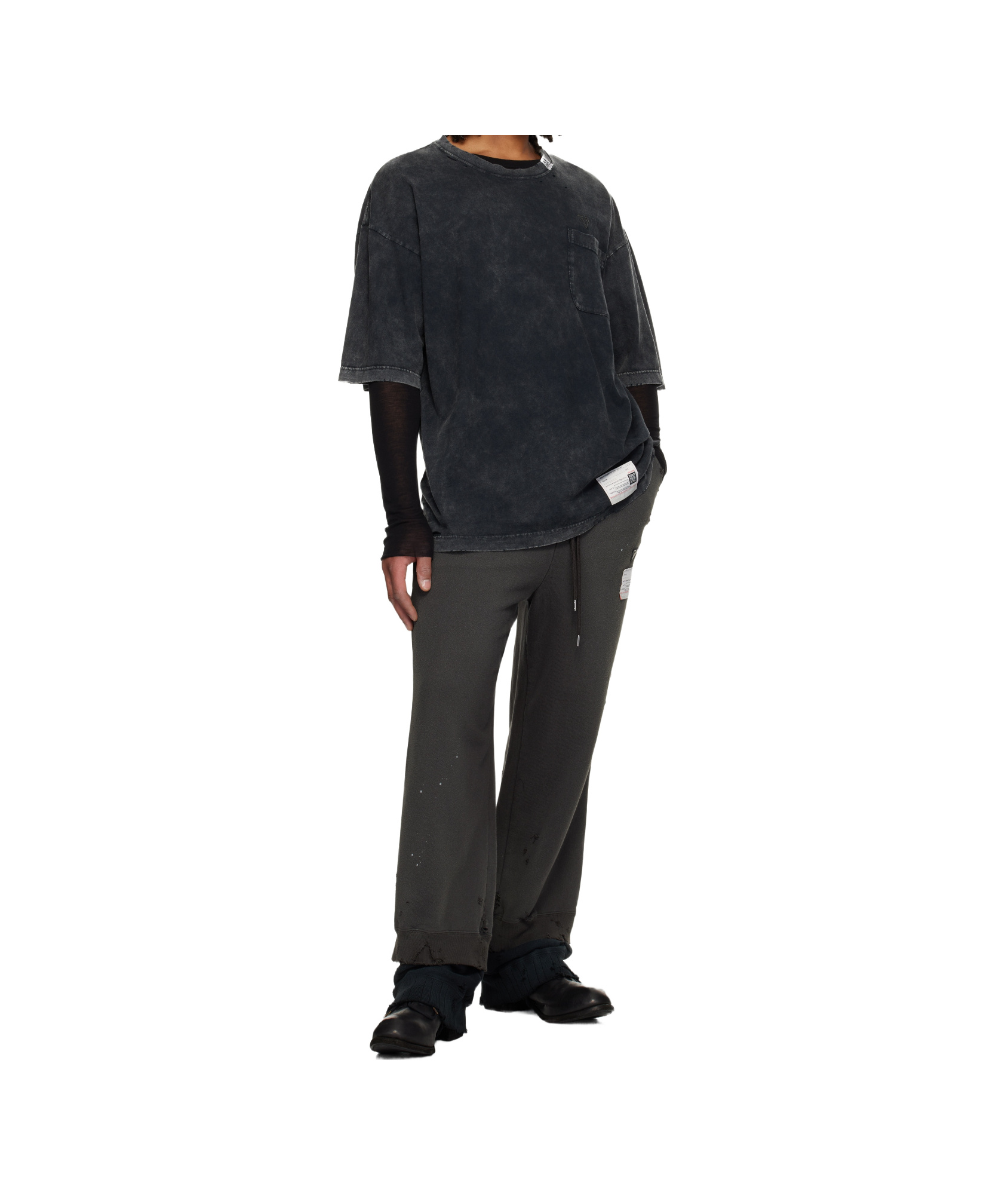 Miharayasuhiro Distressed Track Pants In Black