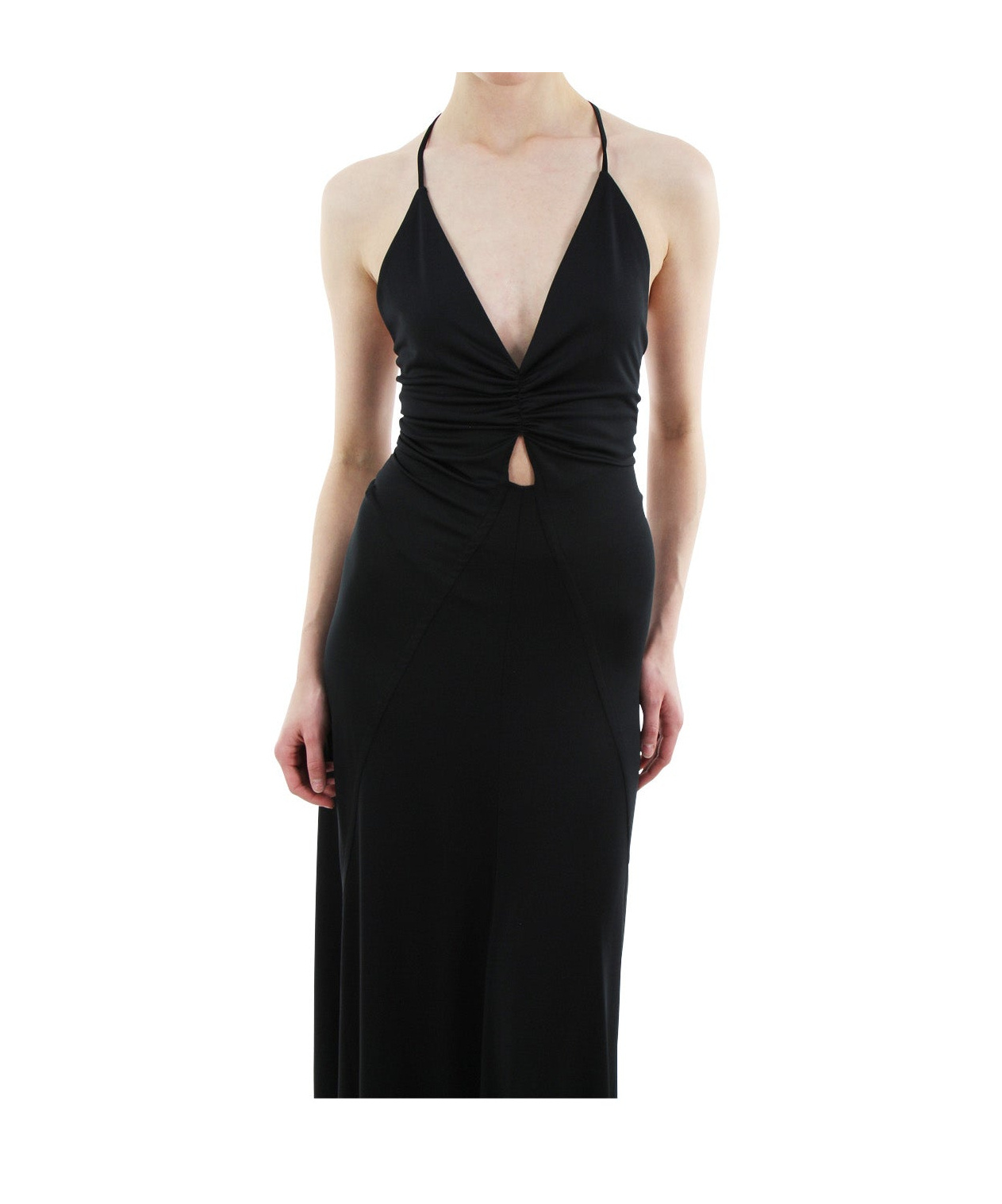 Victoria Beckham V-neck Ruched Cami Long Dress In Black