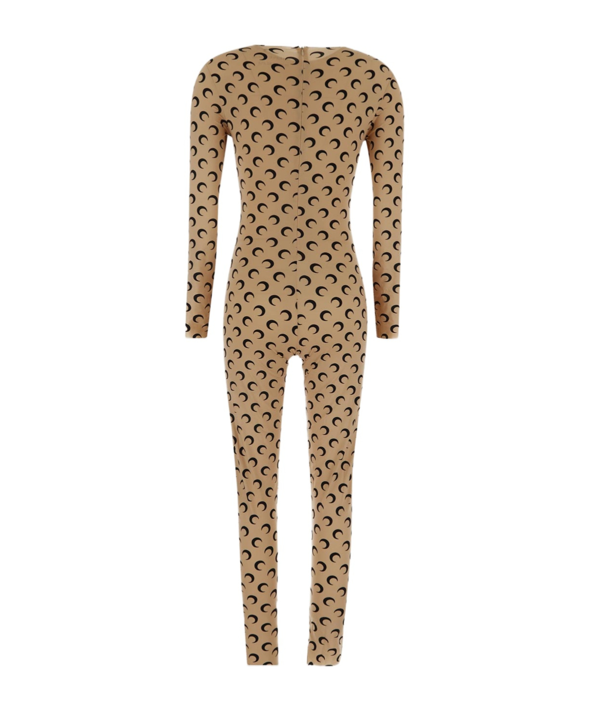 Marine Serre Tan All Over Moon Jumpsuit In Green