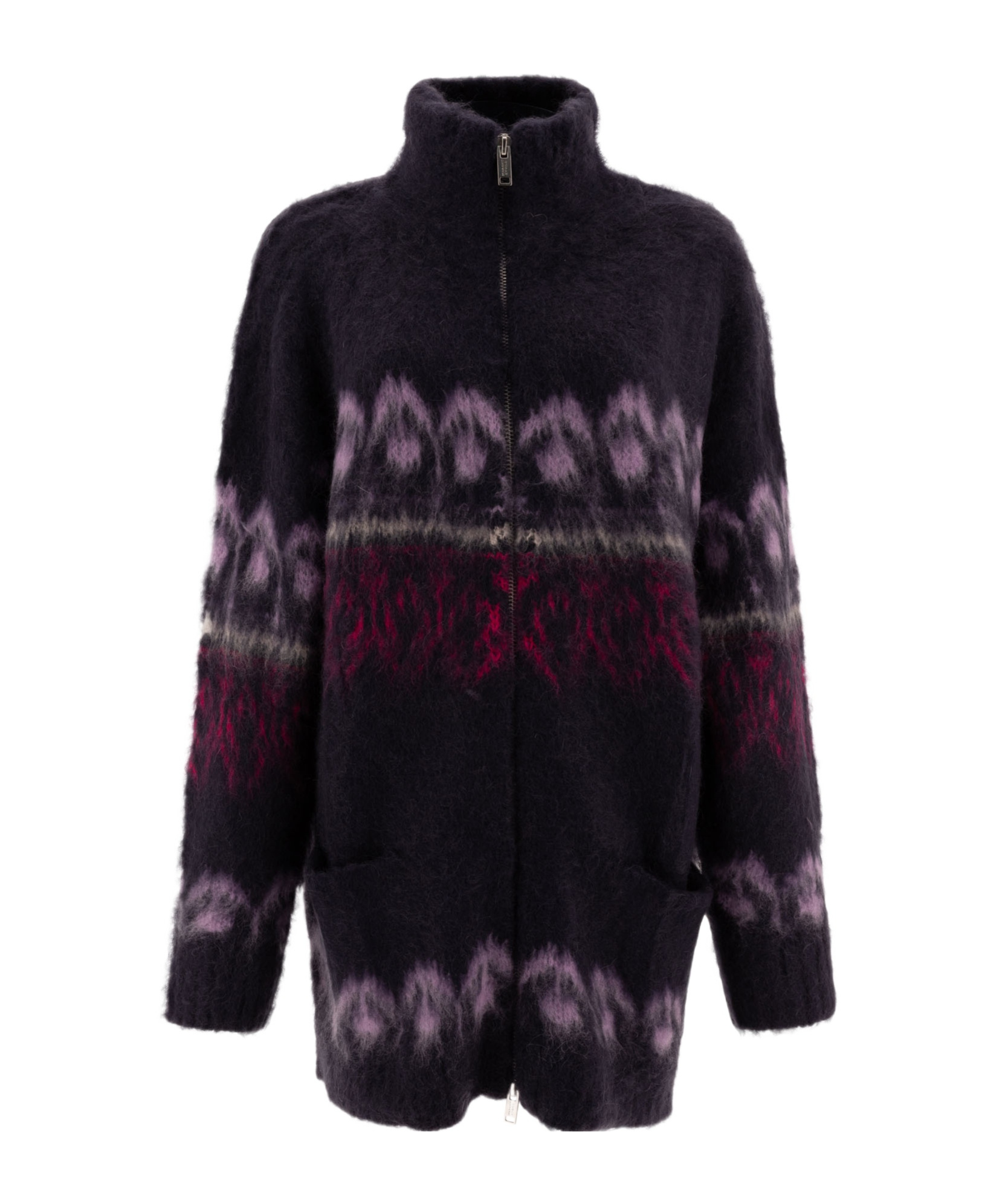 Isabel Marant Étoile Intarsia Brushed Cardi-coat In Black