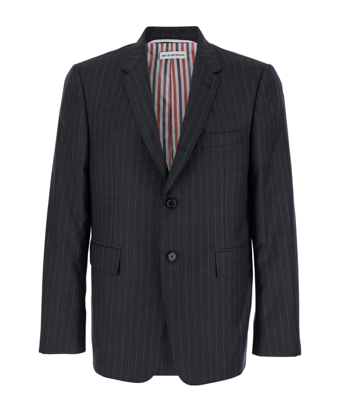 THOM BROWNE PINSTRIPE WOOL BLAZER