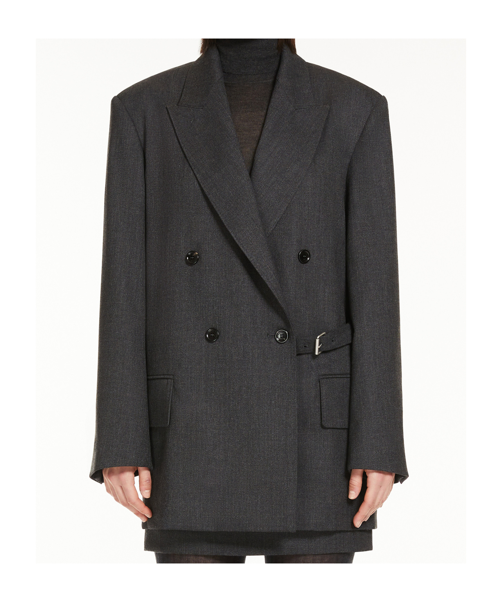 Max Mara Wool Gabardine Double-breasted Blazer In Black