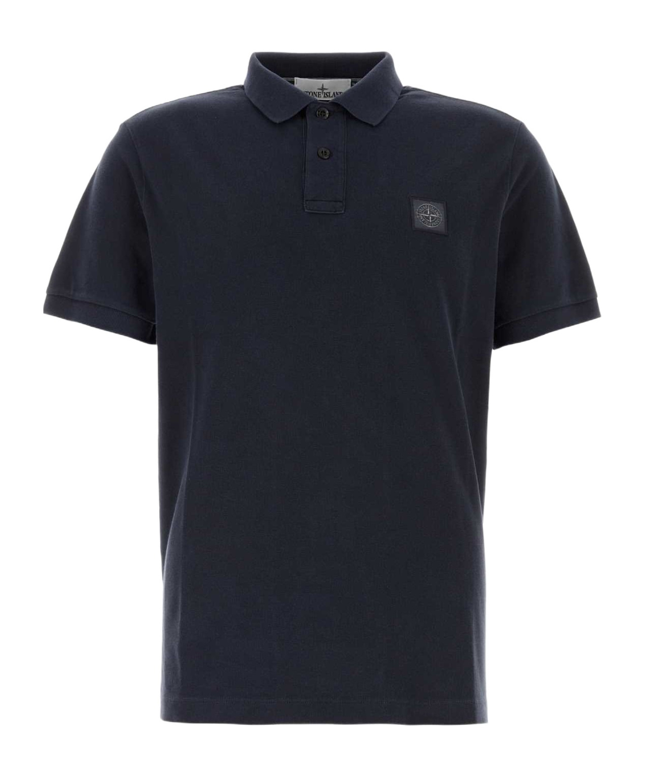 Shop Stone Island Compass-appliqué Polo Shirt In Blue