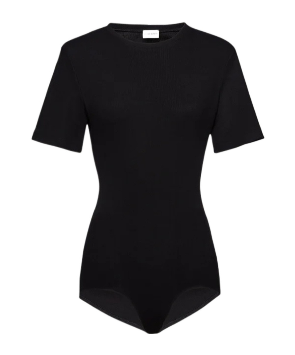 Magda Butrym Ribbed Short-sleeve Bodysuit In Black