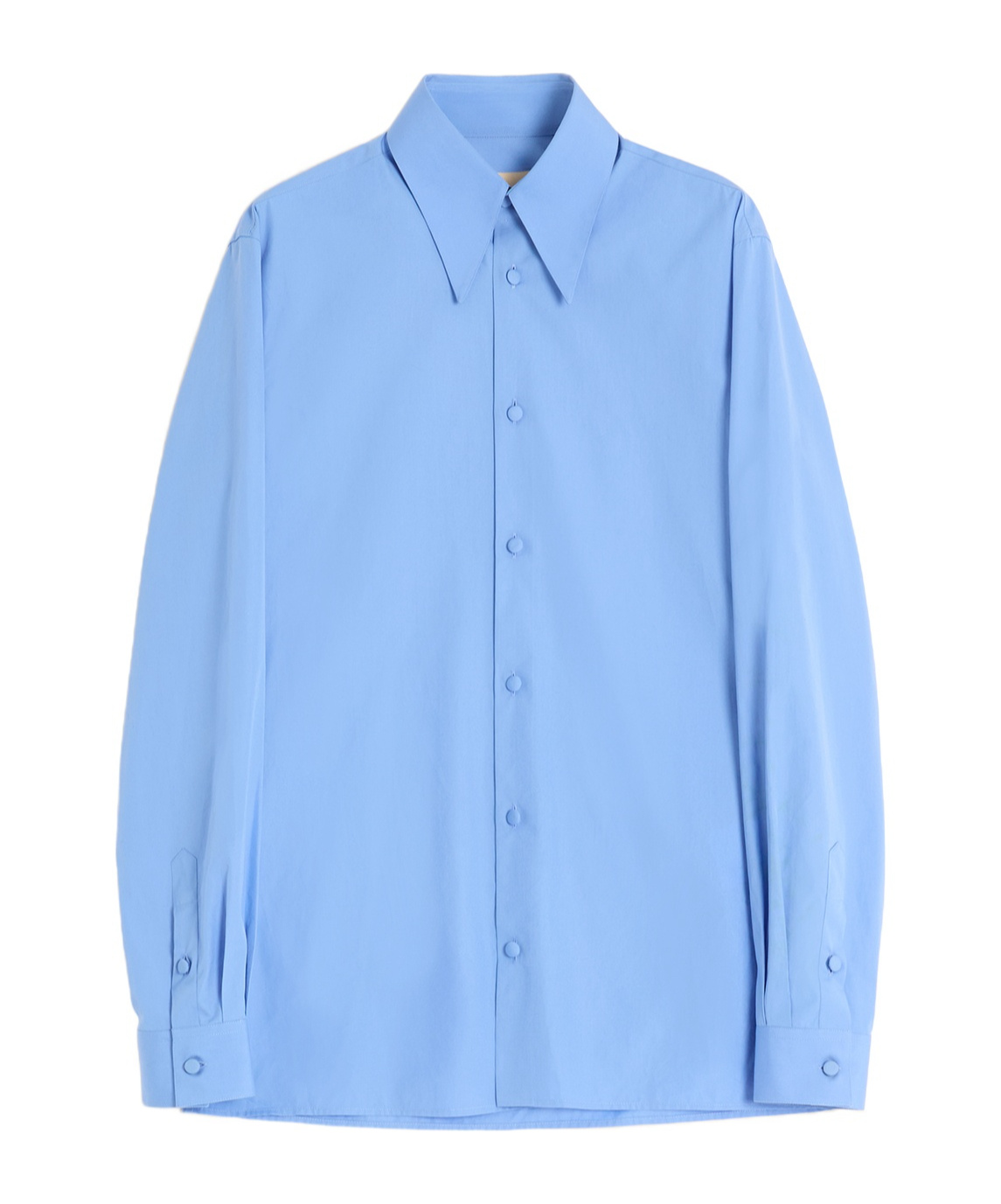 Valentino Pointed-collar Cotton Shirt In Blue