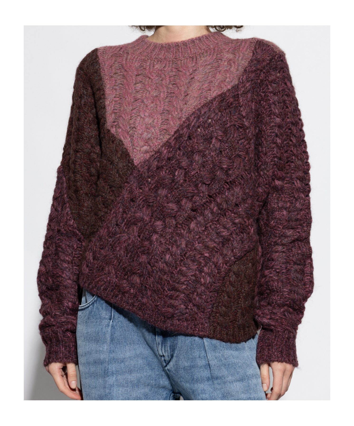Isabel Marant Étoile Cable-knit Patchwork Sweater In Pink