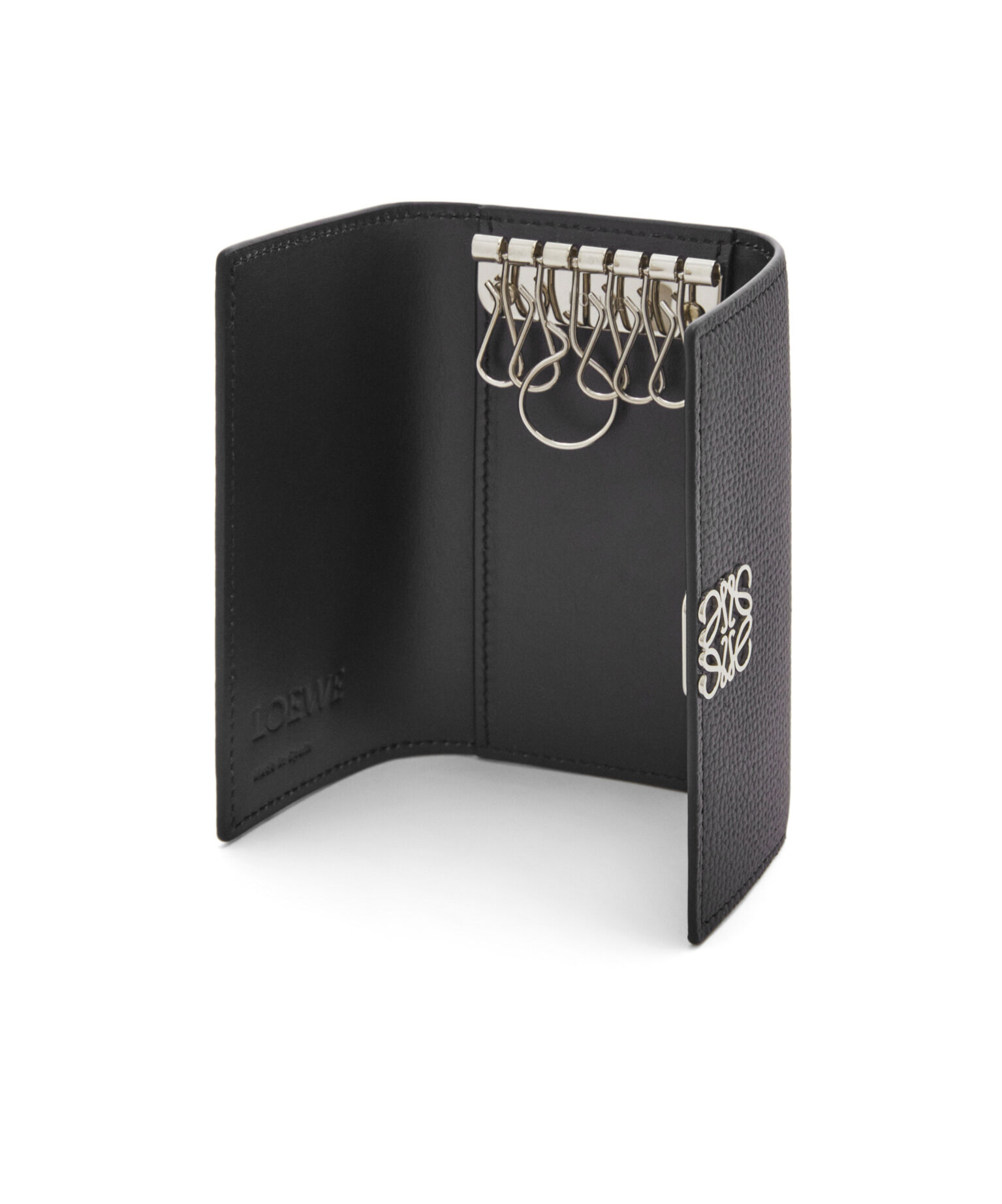 Loewe Anagram Key Case In Pebble Grained Calfskin In Black