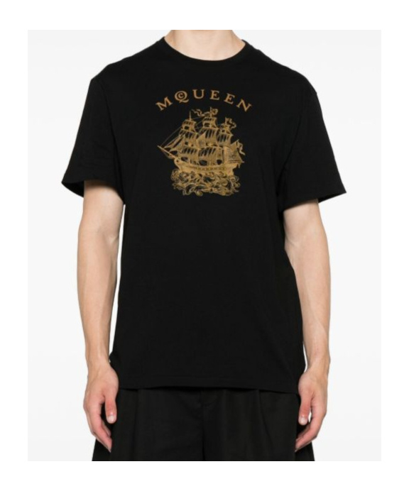 Alexander Mcqueen Black T-shirt With Print In Black