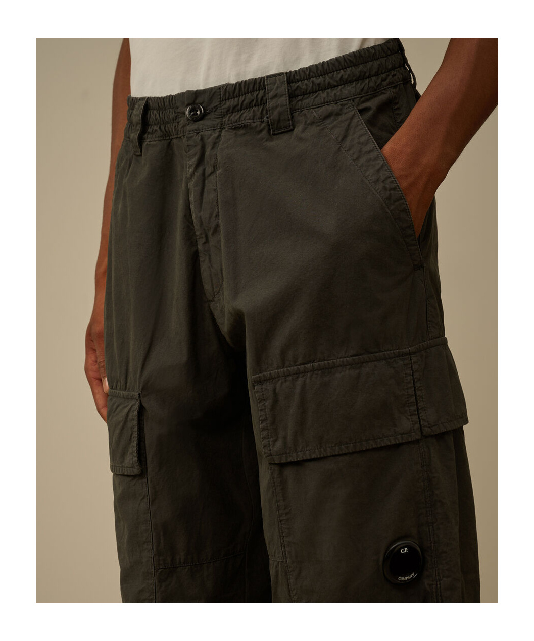 C.p. Company Cargo Pocket Trousers In Black