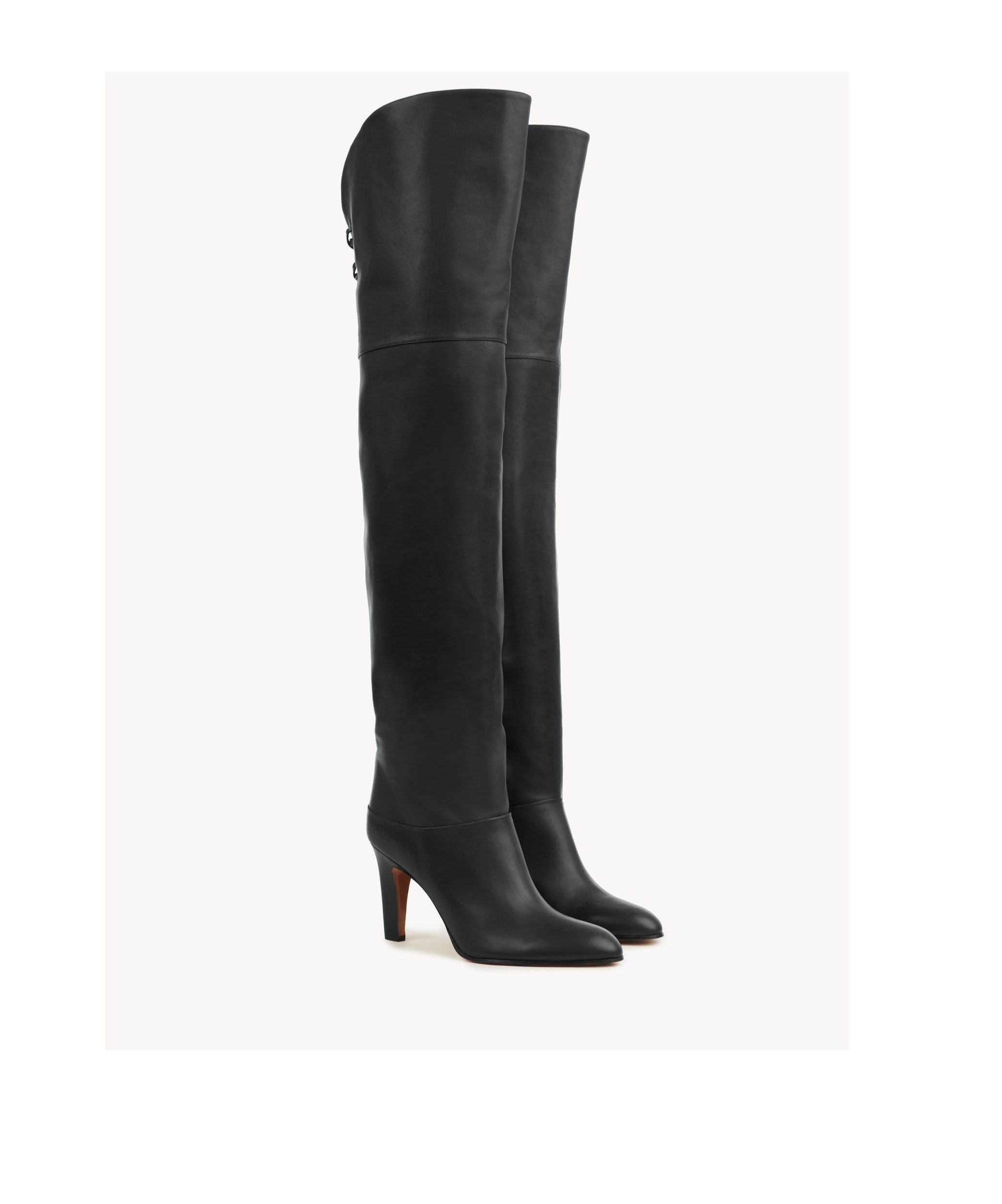 Chloé Knee-high Boots With Pointed Toe And Cone Heel In Black
