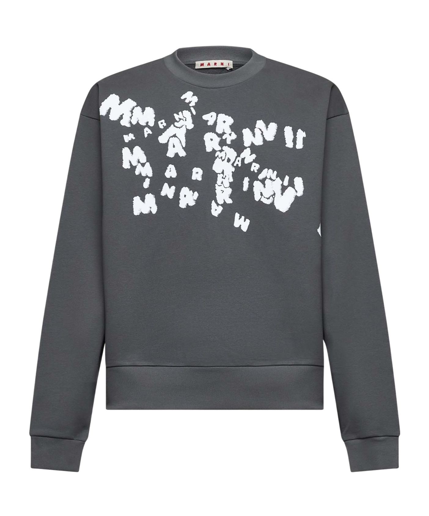 Marni Logo Printed Crewneck Sweatshirt In Black