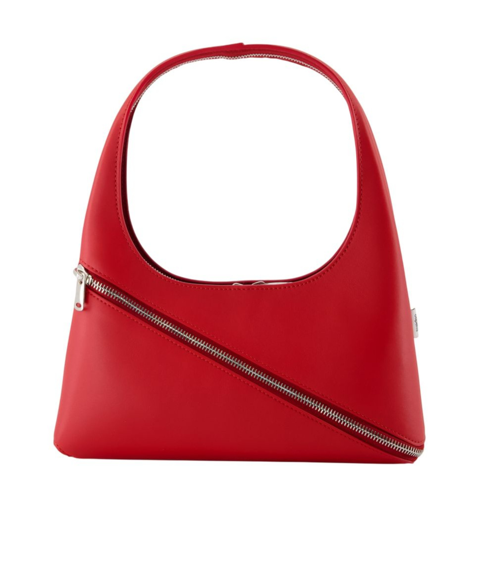 Coperni Diagonal-zip Leather Shoulder Bag In Red