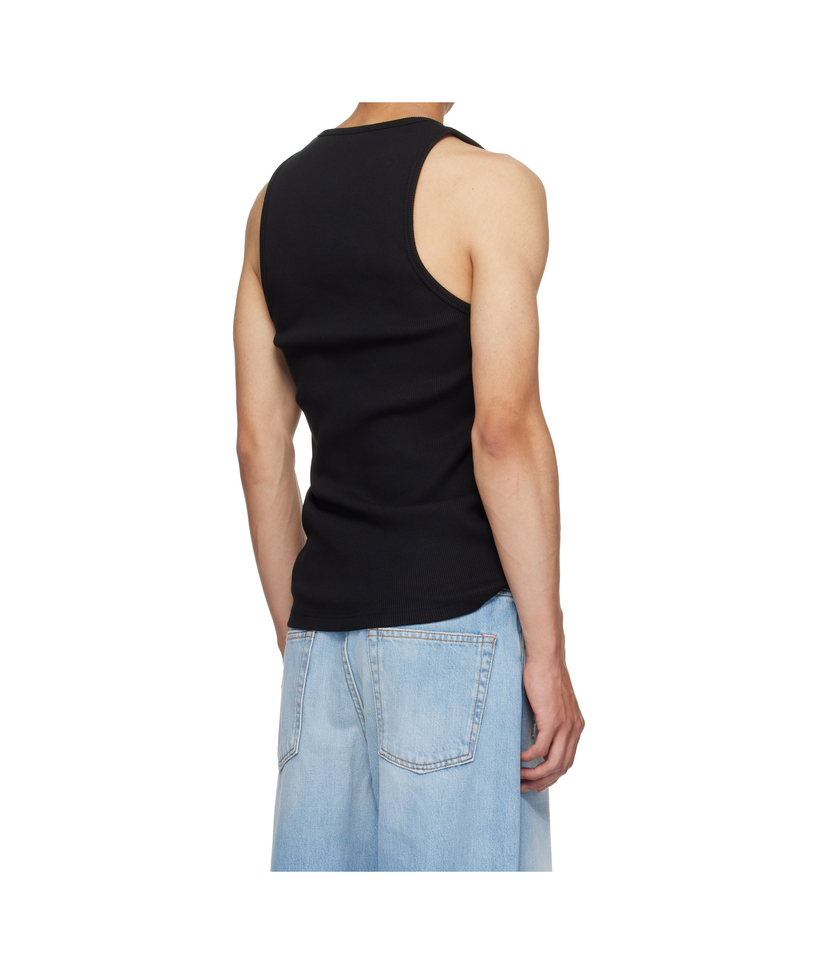 Mugler Ribbed Logo Vest In Black