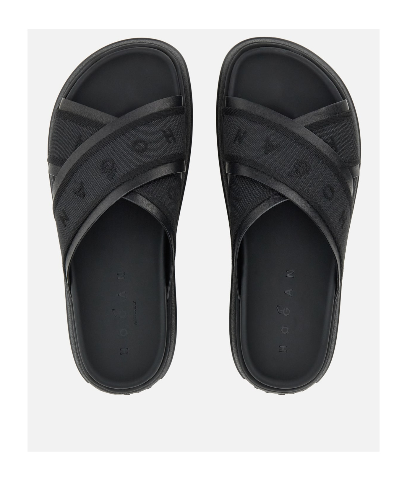Hogan Cross Strap Platform Sandals In Black