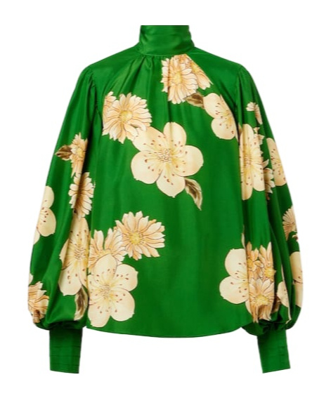 Alemais Sage Floral Silk Blouse In Green