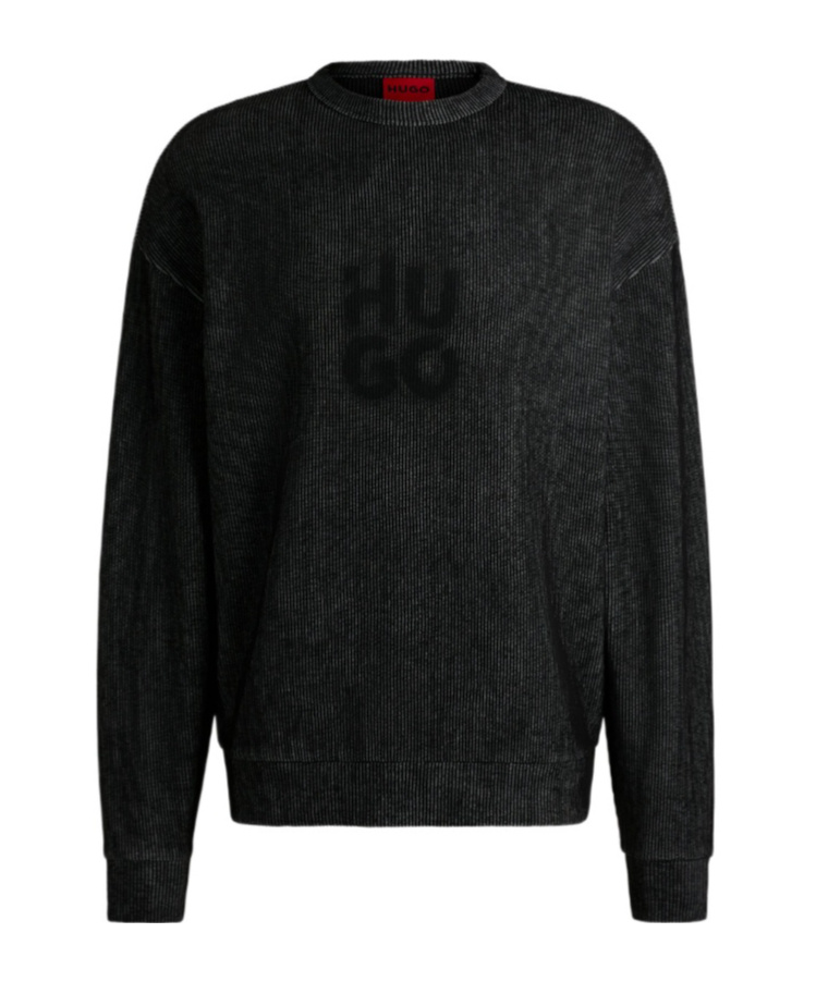 Shop Hugo Boss Smoke Logo-print Sweatshirt In Black