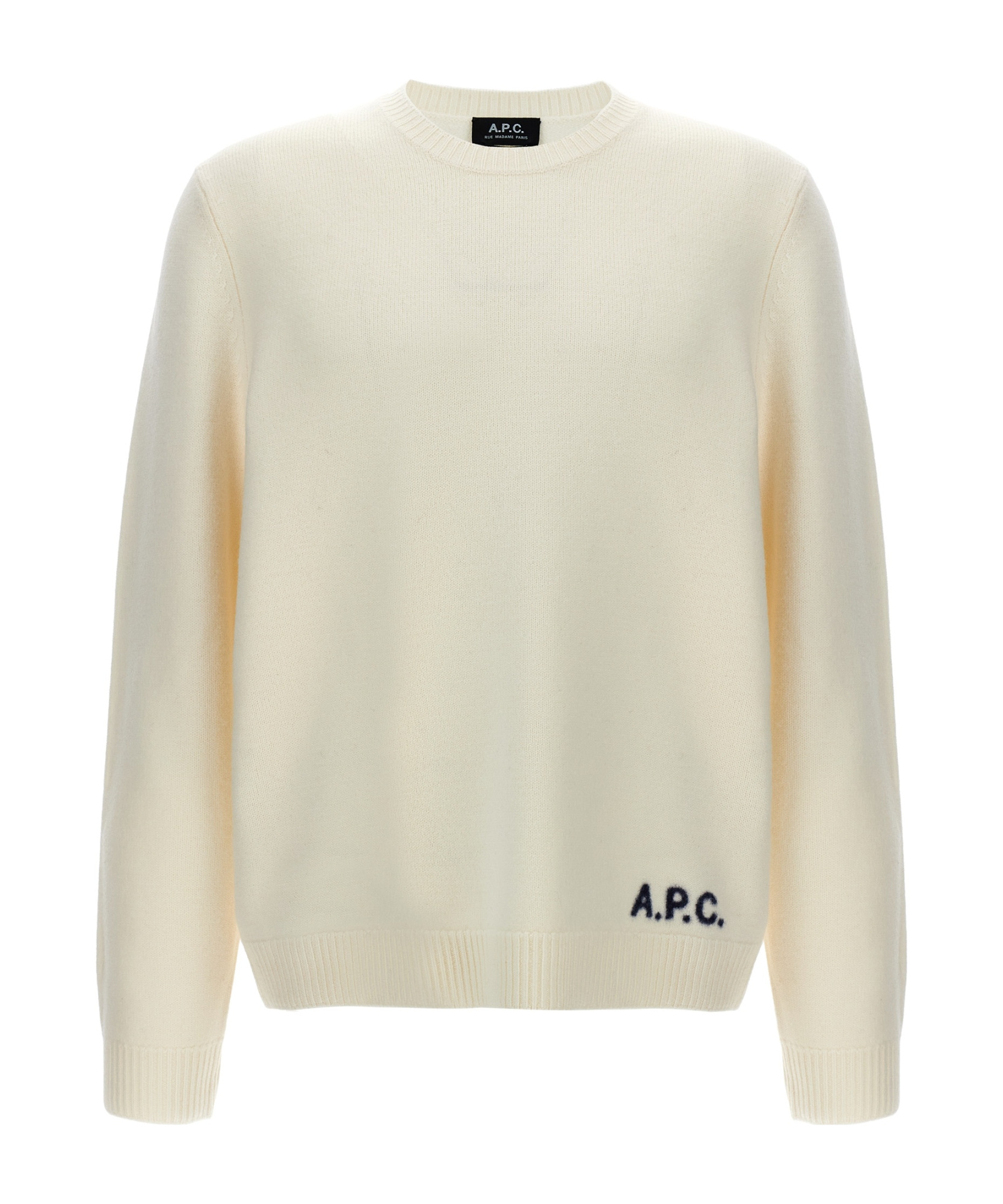 A.p.c. A. P.c. Men White Crewneck Sweater In Nude