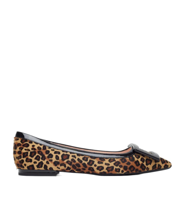 Roger Vivier Gommettine Ballerina Leopard Print Pony Skin In Brown