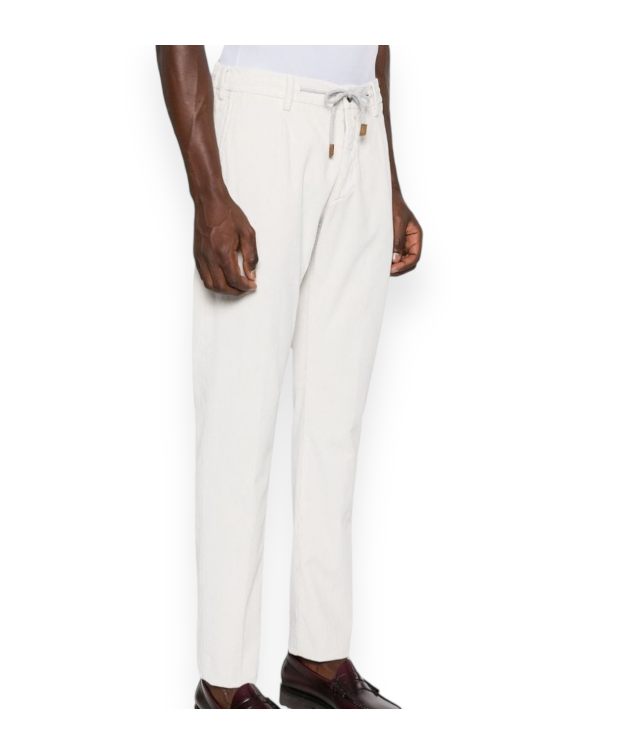 Eleventy Relaxed Fit Trousers Drawstring Waistband In White