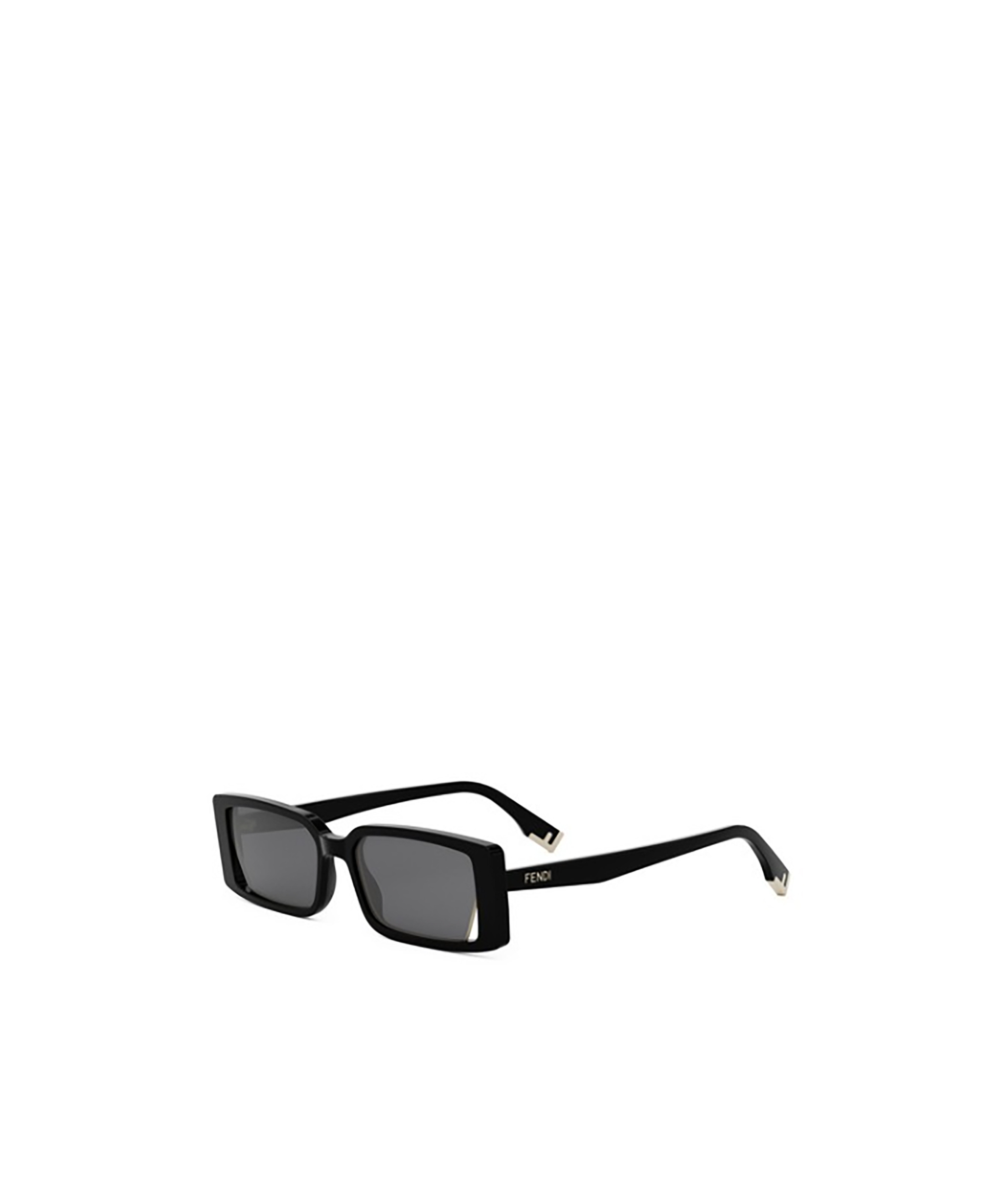Fendi Way Rectangular Sunglasses, 53mm In Shiny Black/grey