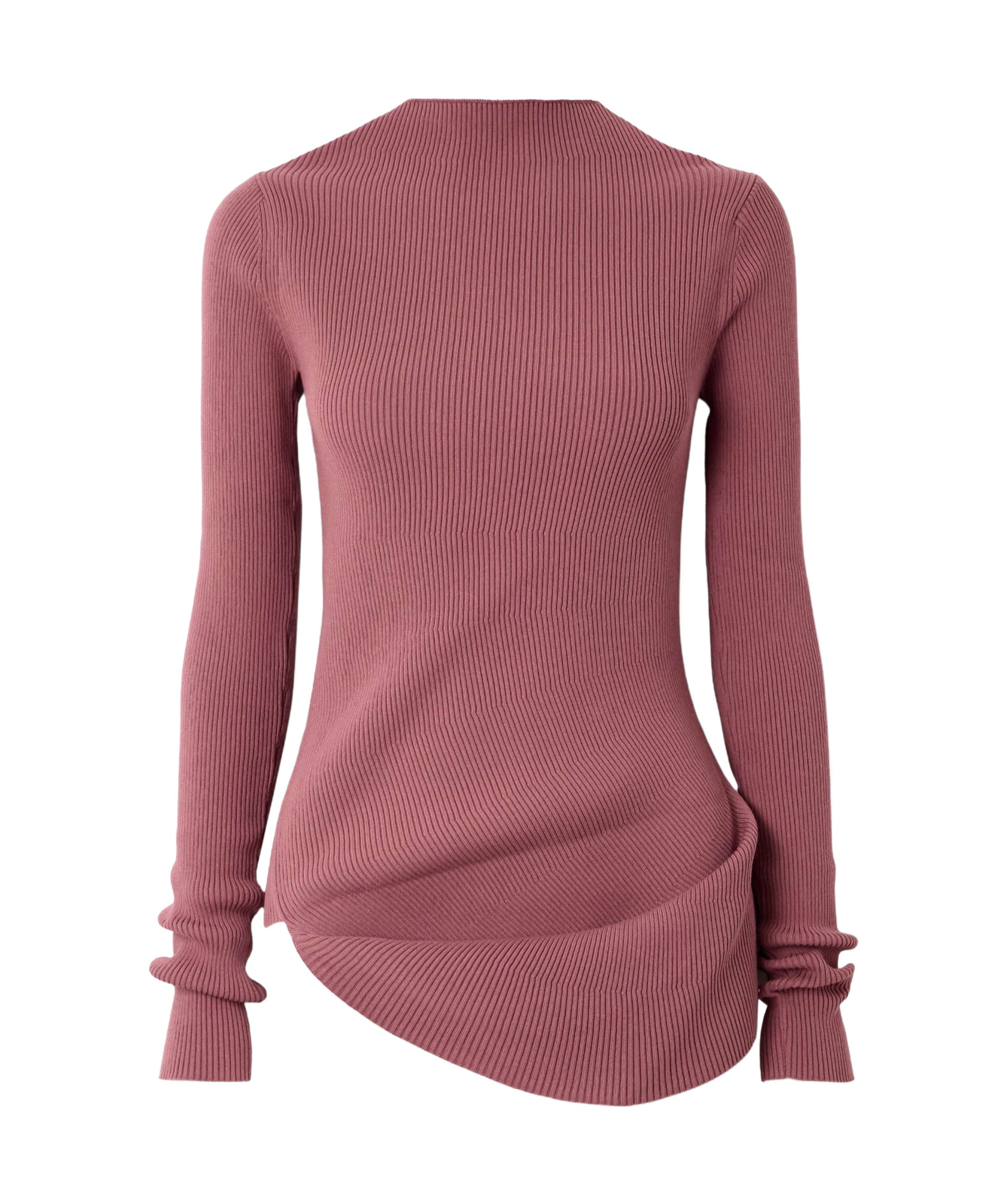 Rick Owens Asymmetrical Ribbed Sweater In Pink