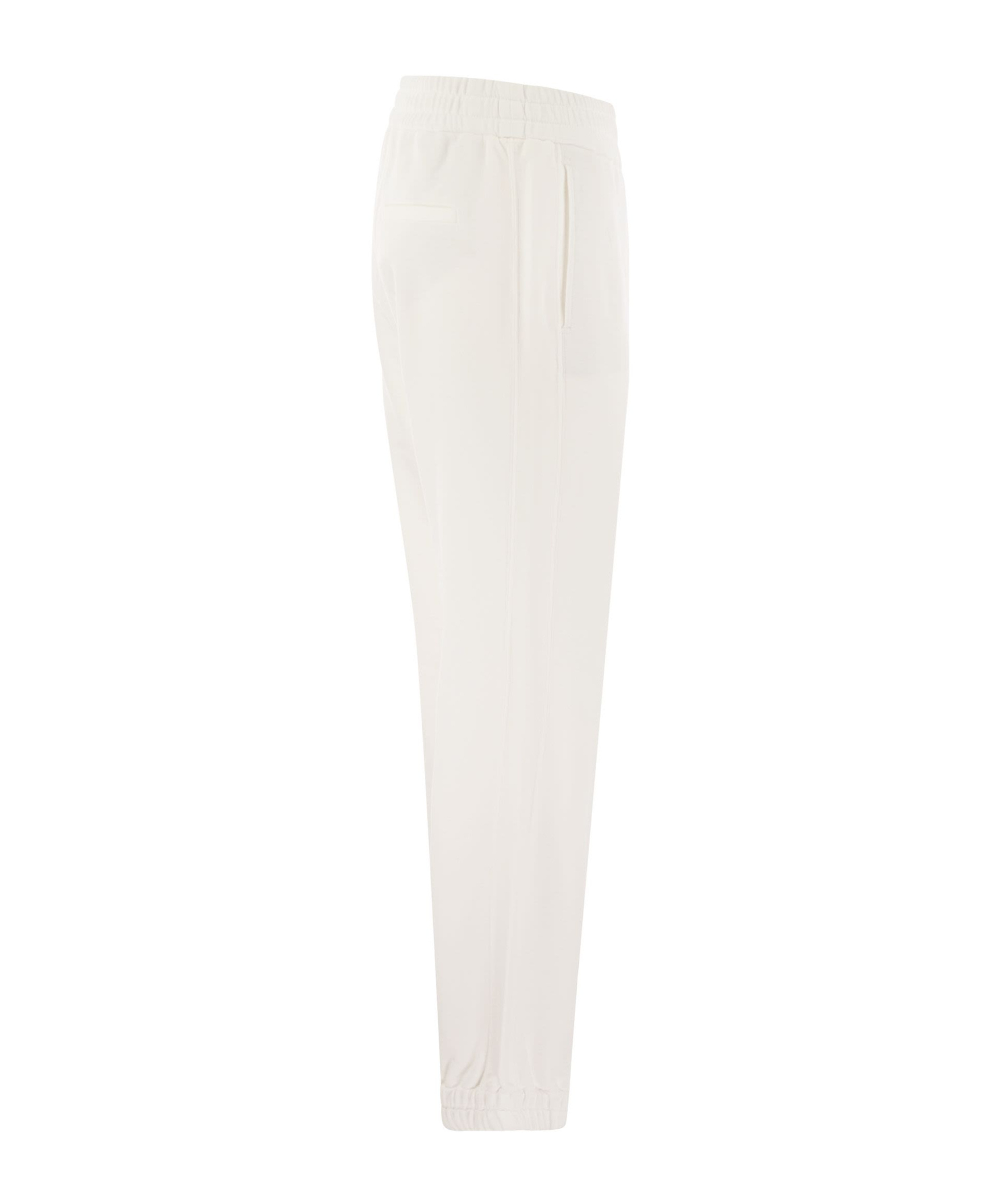 Brunello Cucinelli Track Trousers In Light Cotton Fleece In White