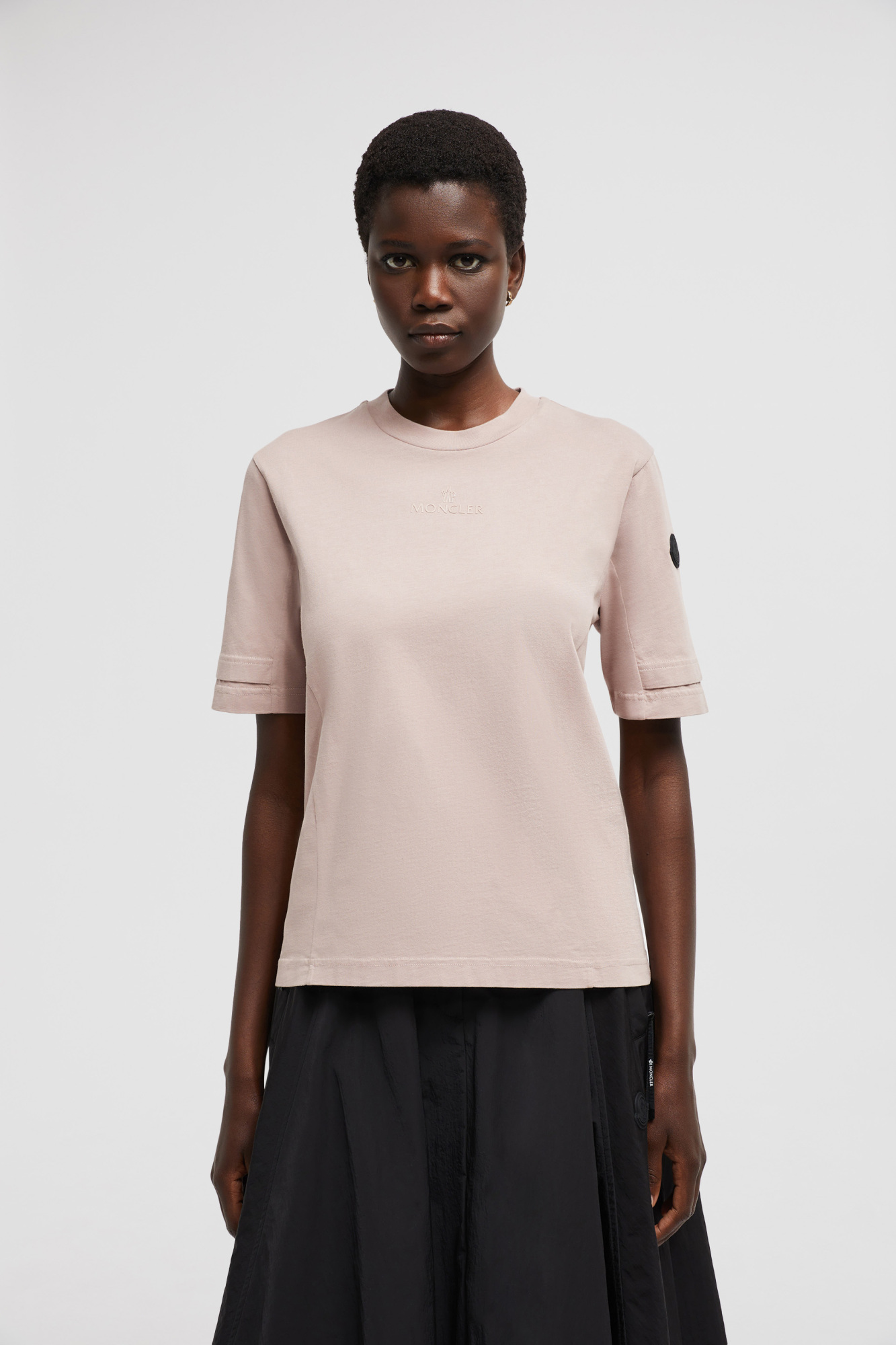 Moncler Logo-patch Cotton T-shirt In Nude