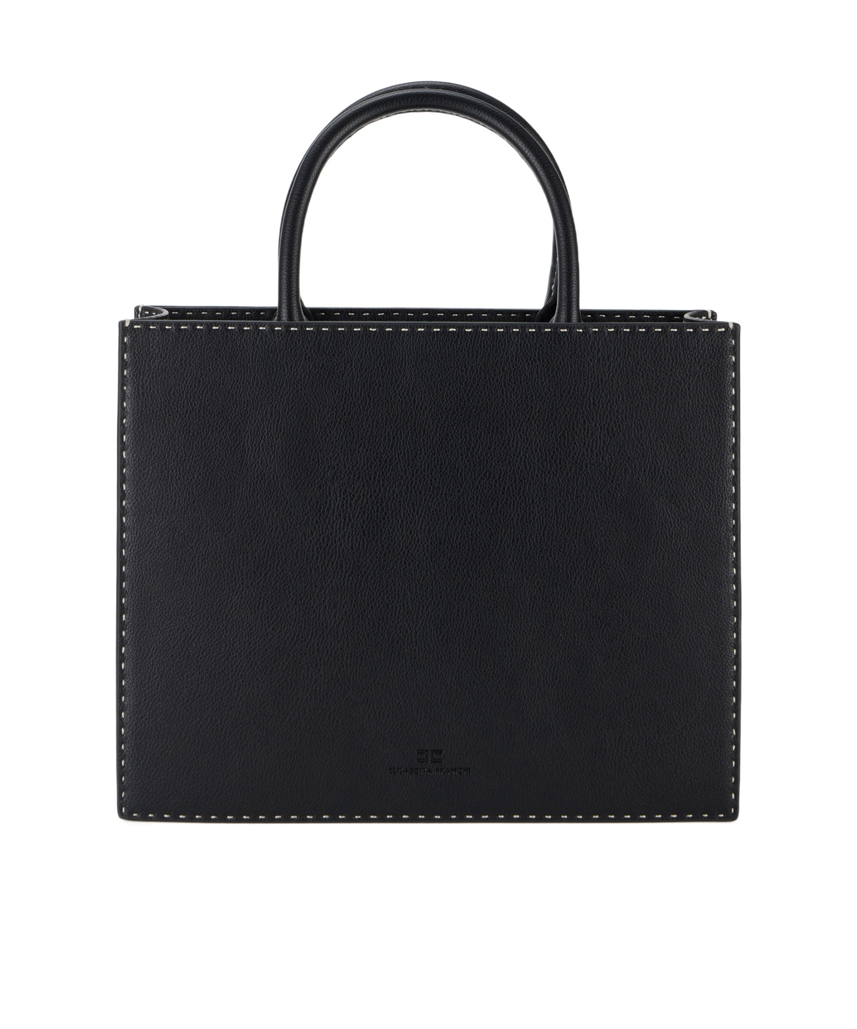 Shop Elisabetta Franchi Medium Contrast-stitching Tote Bag In Black